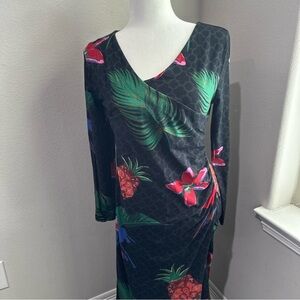 Soft Surroundings Maxi Dress Women Small Tropical Multicolor Faux Wrap Vacation